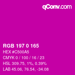 Color code: RGB 197 0 165 | qconv.com