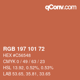 Color code: RGB 197 101 72 | qconv.com