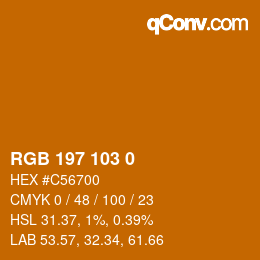 Color code: RGB 197 103 0 | qconv.com