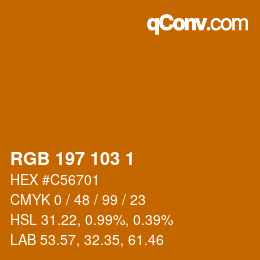 Color code: RGB 197 103 1 | qconv.com