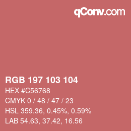 カラーコード: RGB 197 103 104 | qconv.com