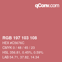 Color code: RGB 197 103 108 | qconv.com