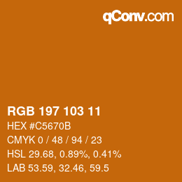 Color code: RGB 197 103 11 | qconv.com