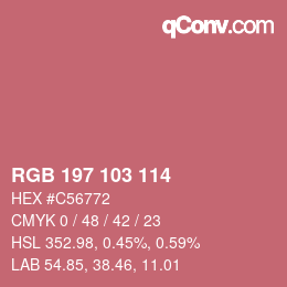 Código de color: RGB 197 103 114 | qconv.com