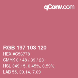 Color code: RGB 197 103 120 | qconv.com