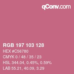 カラーコード: RGB 197 103 128 | qconv.com