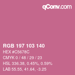 Color code: RGB 197 103 140 | qconv.com