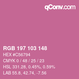 Color code: RGB 197 103 148 | qconv.com