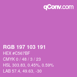 カラーコード: RGB 197 103 191 | qconv.com