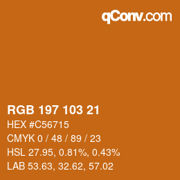 Color code: RGB 197 103 21 | qconv.com