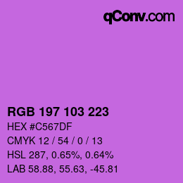 カラーコード: RGB 197 103 223 | qconv.com