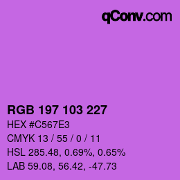 カラーコード: RGB 197 103 227 | qconv.com