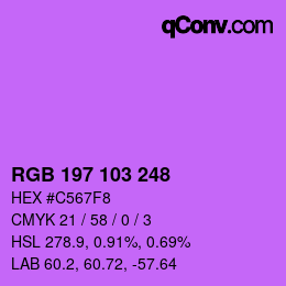 Farbcode: RGB 197 103 248 | qconv.com