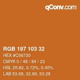 Color code: RGB 197 103 32 | qconv.com