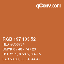 Color code: RGB 197 103 52 | qconv.com