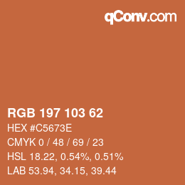 カラーコード: RGB 197 103 62 | qconv.com