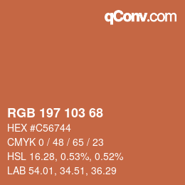 颜色代码: RGB 197 103 68 | qconv.com