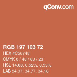 カラーコード: RGB 197 103 72 | qconv.com