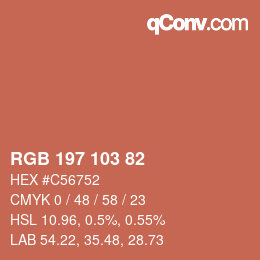 Color code: RGB 197 103 82 | qconv.com