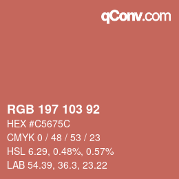 Color code: RGB 197 103 92 | qconv.com