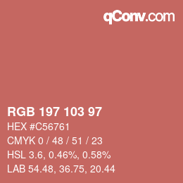 Farbcode: RGB 197 103 97 | qconv.com