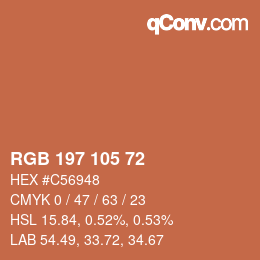 Color code: RGB 197 105 72 | qconv.com