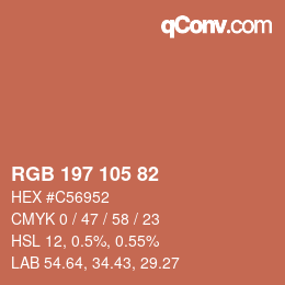 Color code: RGB 197 105 82 | qconv.com