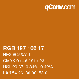 Color code: RGB 197 106 17 | qconv.com