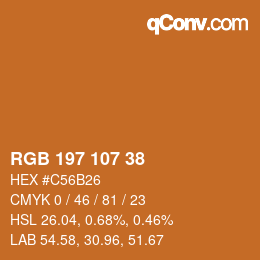 颜色代码: RGB 197 107 38 | qconv.com