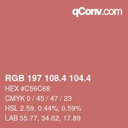 カラーコード: RGB 197 108.4 104.4 | qconv.com