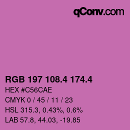 カラーコード: RGB 197 108.4 174.4 | qconv.com