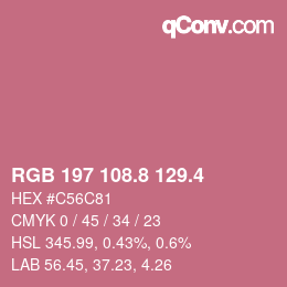 カラーコード: RGB 197 108.8 129.4 | qconv.com