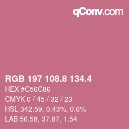 カラーコード: RGB 197 108.8 134.4 | qconv.com