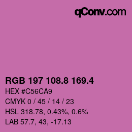 カラーコード: RGB 197 108.8 169.4 | qconv.com