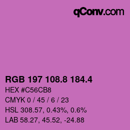 カラーコード: RGB 197 108.8 184.4 | qconv.com