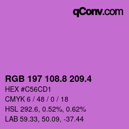 カラーコード: RGB 197 108.8 209.4 | qconv.com