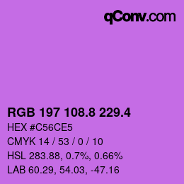 カラーコード: RGB 197 108.8 229.4 | qconv.com