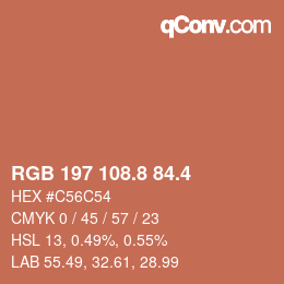 カラーコード: RGB 197 108.8 84.4 | qconv.com