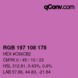 カラーコード: RGB 197 108 178 | qconv.com