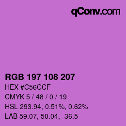 Color code: RGB 197 108 207 | qconv.com
