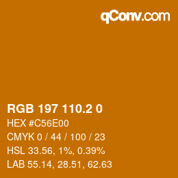 Color code: RGB 197 110.2 0 | qconv.com