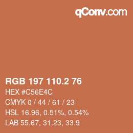 Color code: RGB 197 110.2 76 | qconv.com