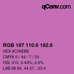 カラーコード: RGB 197 110.6 182.6 | qconv.com