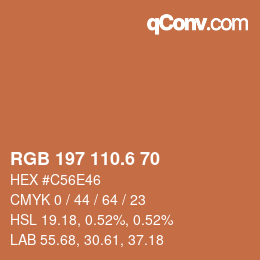 カラーコード: RGB 197 110.6 70 | qconv.com