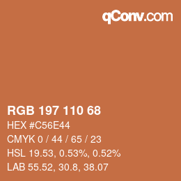 Color code: RGB 197 110 68 | qconv.com