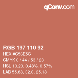 カラーコード: RGB 197 110 92 | qconv.com