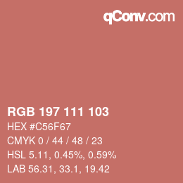 カラーコード: RGB 197 111 103 | qconv.com