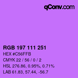 カラーコード: RGB 197 111 251 | qconv.com