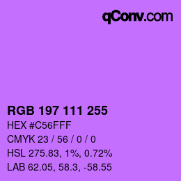 Color code: RGB 197 111 255 | qconv.com