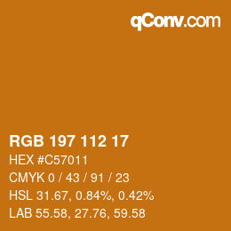 Color code: RGB 197 112 17 | qconv.com